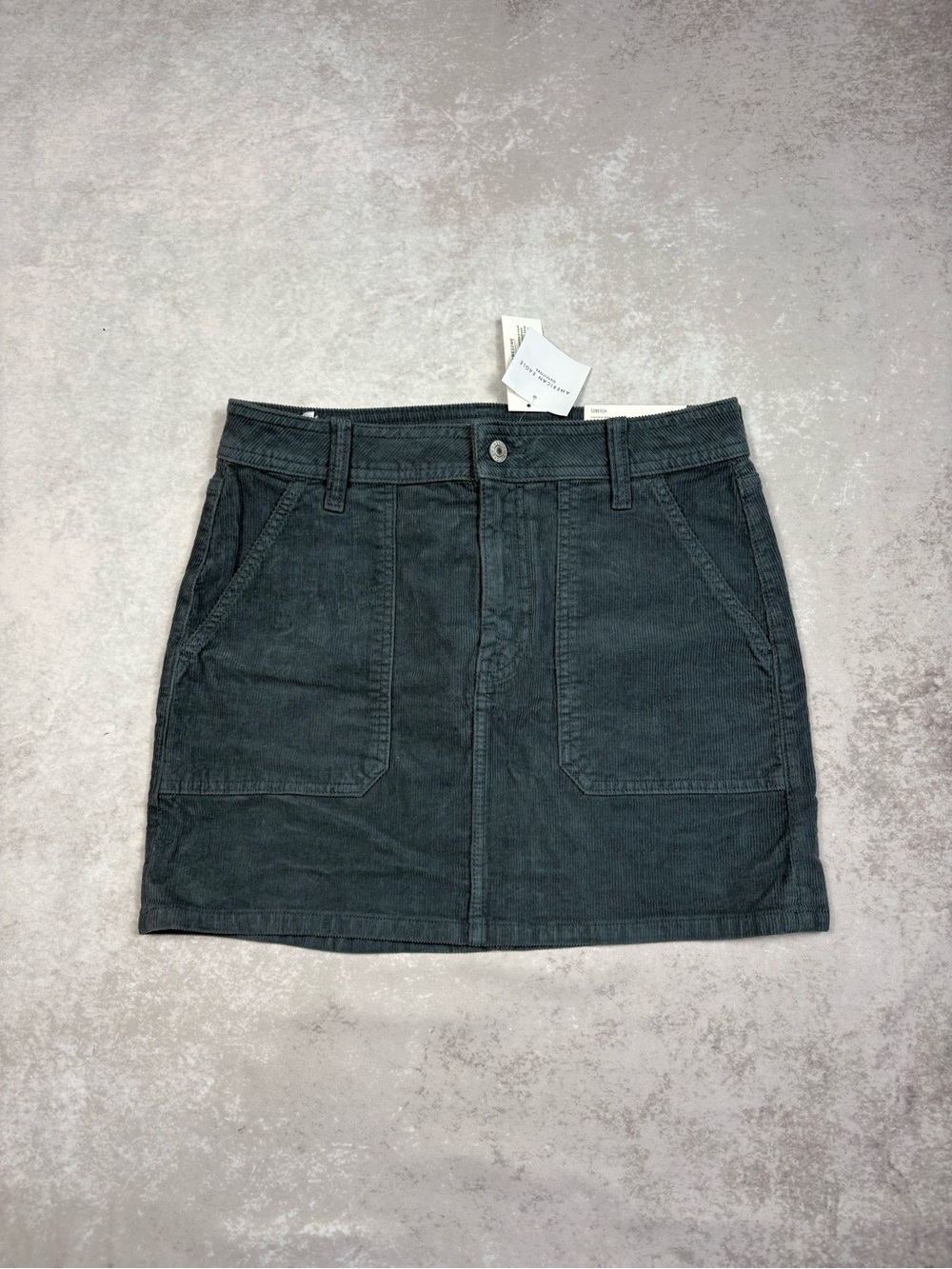 NWT American Eagle High Rise Stretch Corduroy Mini Skirt Blue Gray Size 6